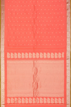 Image of Gadwal Silk Coral-Pink Saree