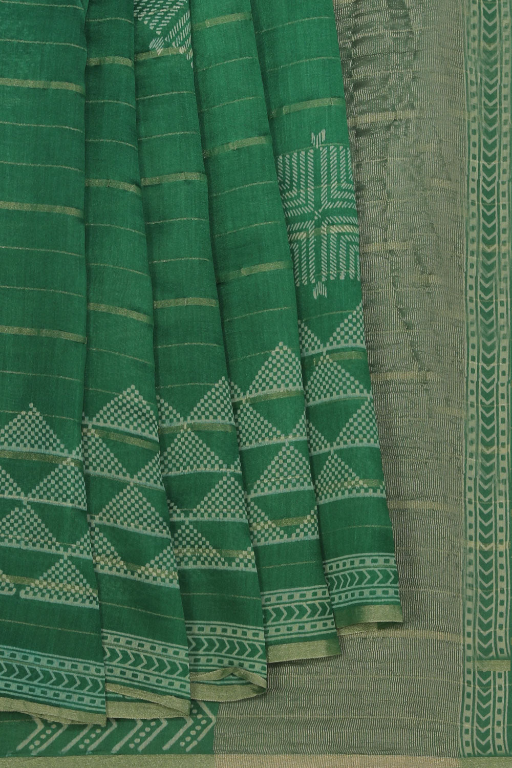 Collection of Geometric Diamond Printed Green Saree in a gallery layout