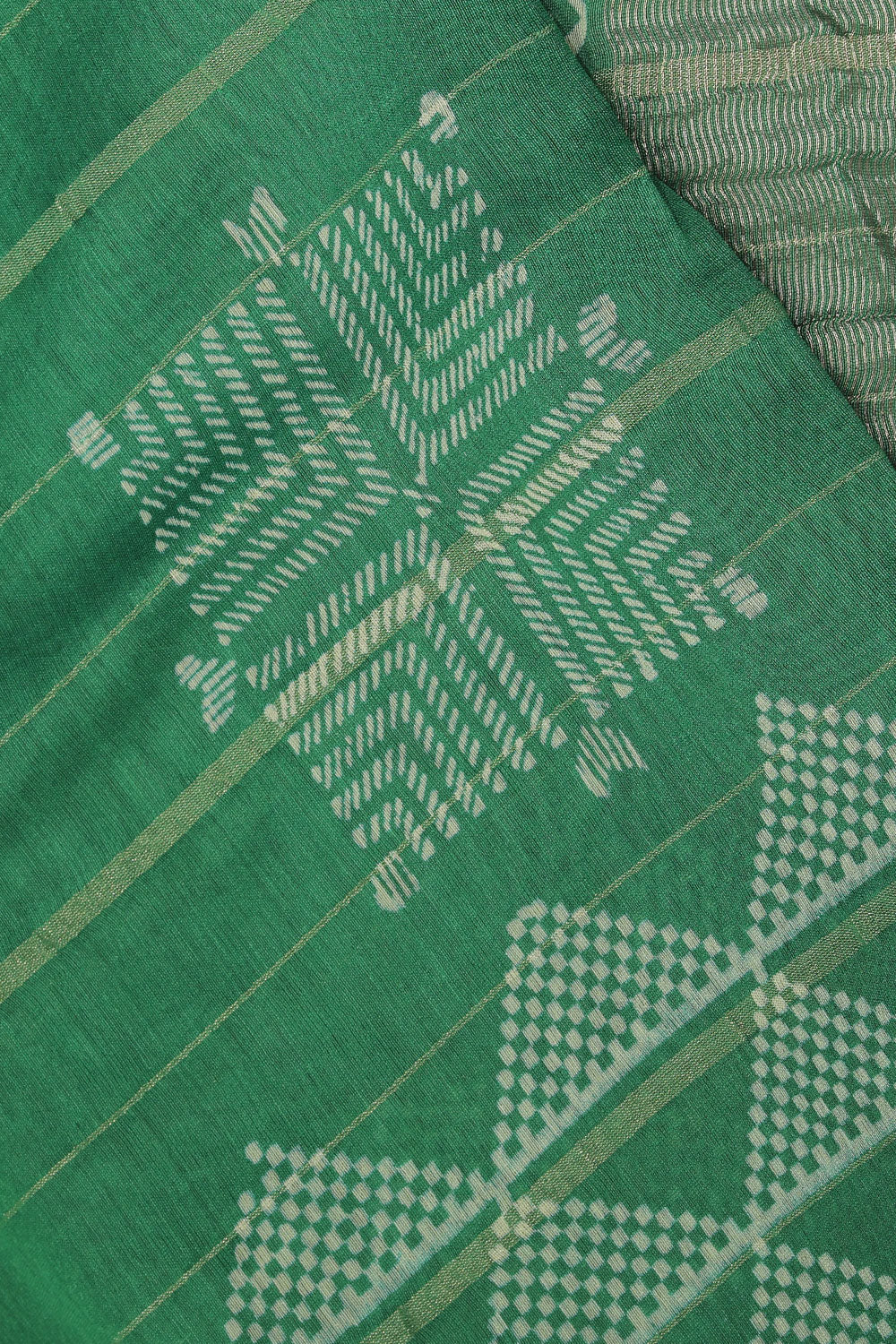 Collection of Geometric Diamond Printed Green Saree in a gallery layout