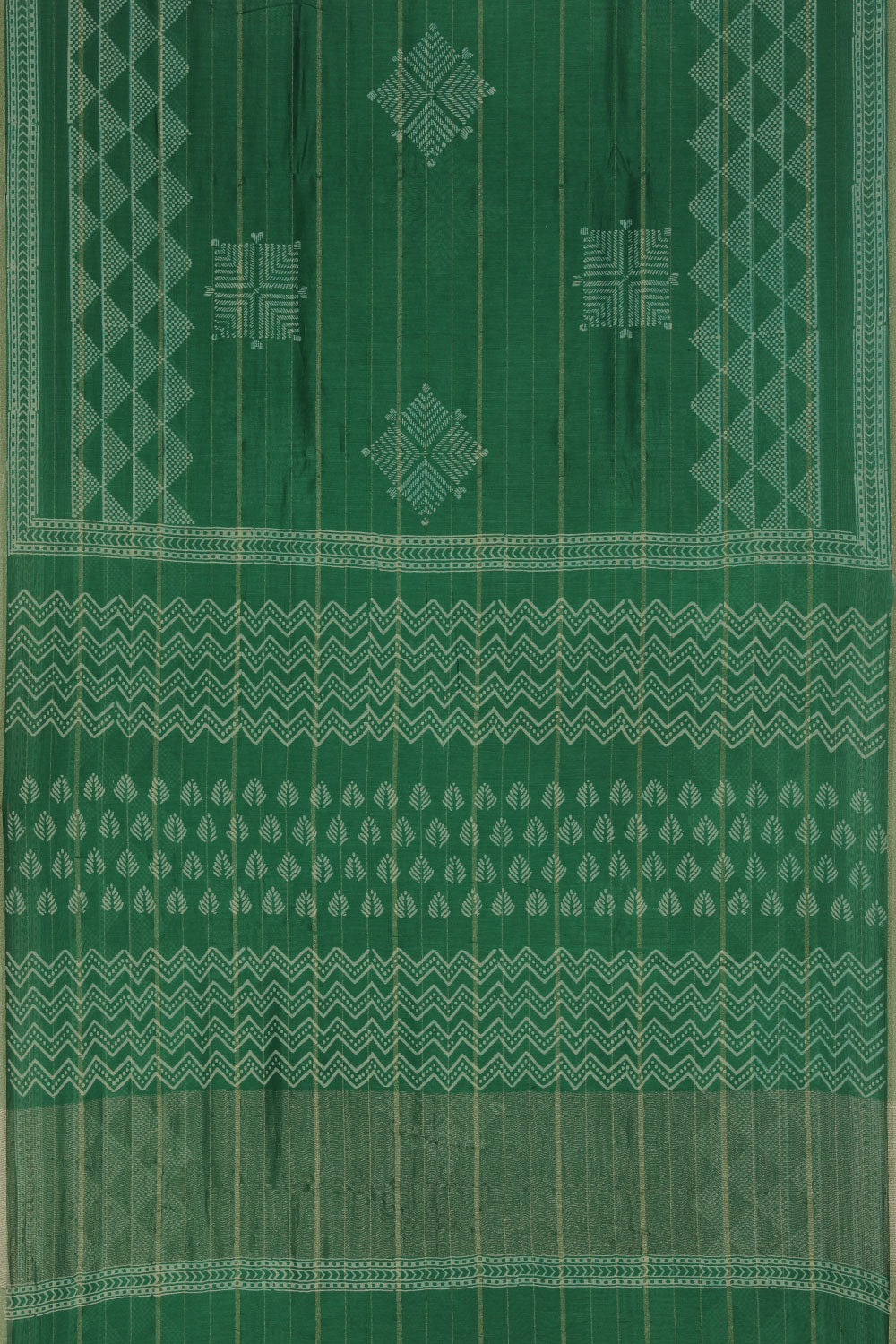 Collection of Geometric Diamond Printed Green Saree in a gallery layout