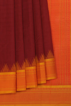 Collection of Kanchipuram Cotton Maroon Saree in a gallery layout