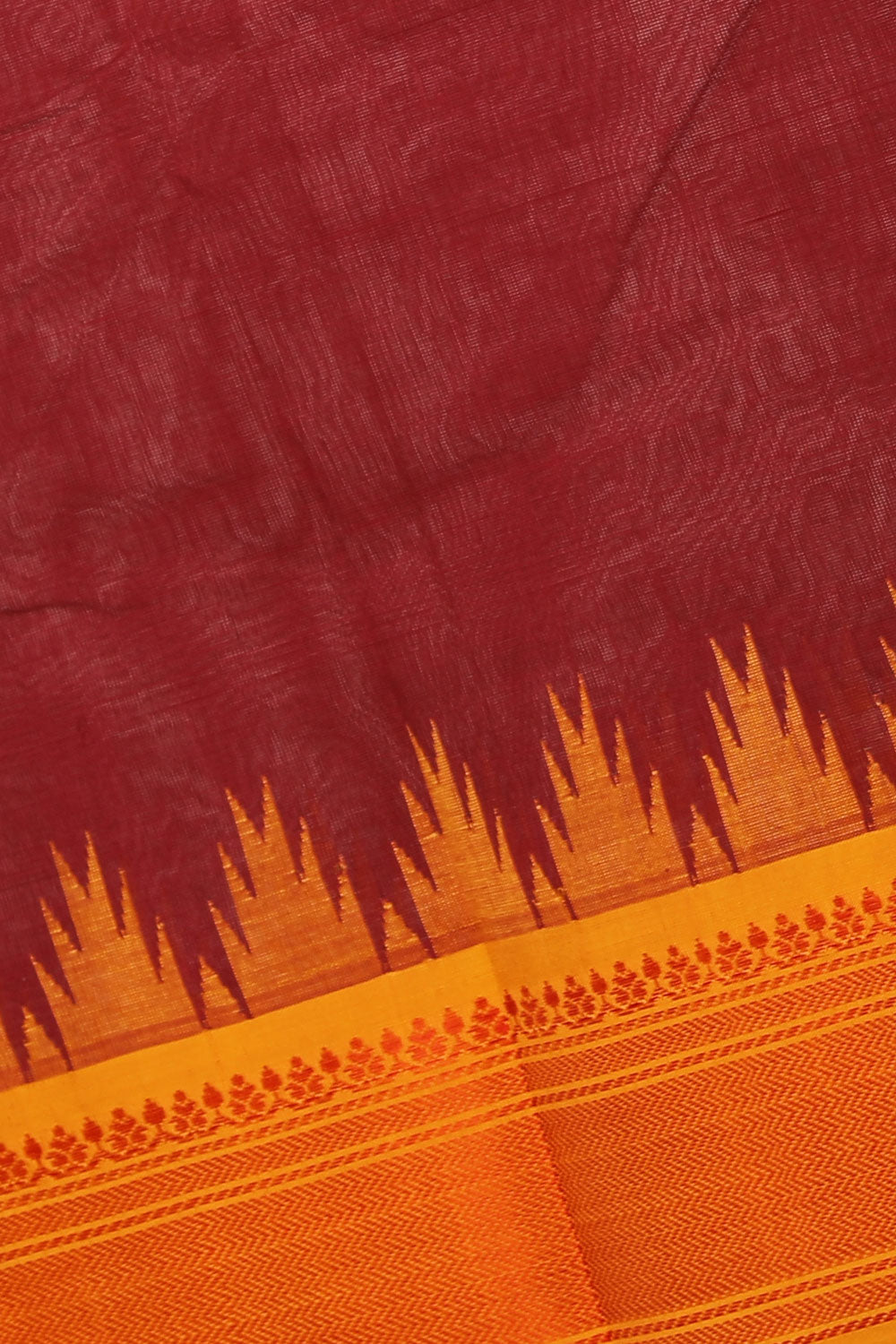 Collection of Kanchipuram Cotton Maroon Saree in a gallery layout