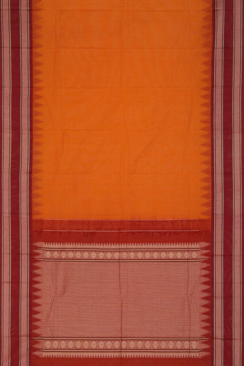 Image of Kanchipuram Cotton Mustard Saree