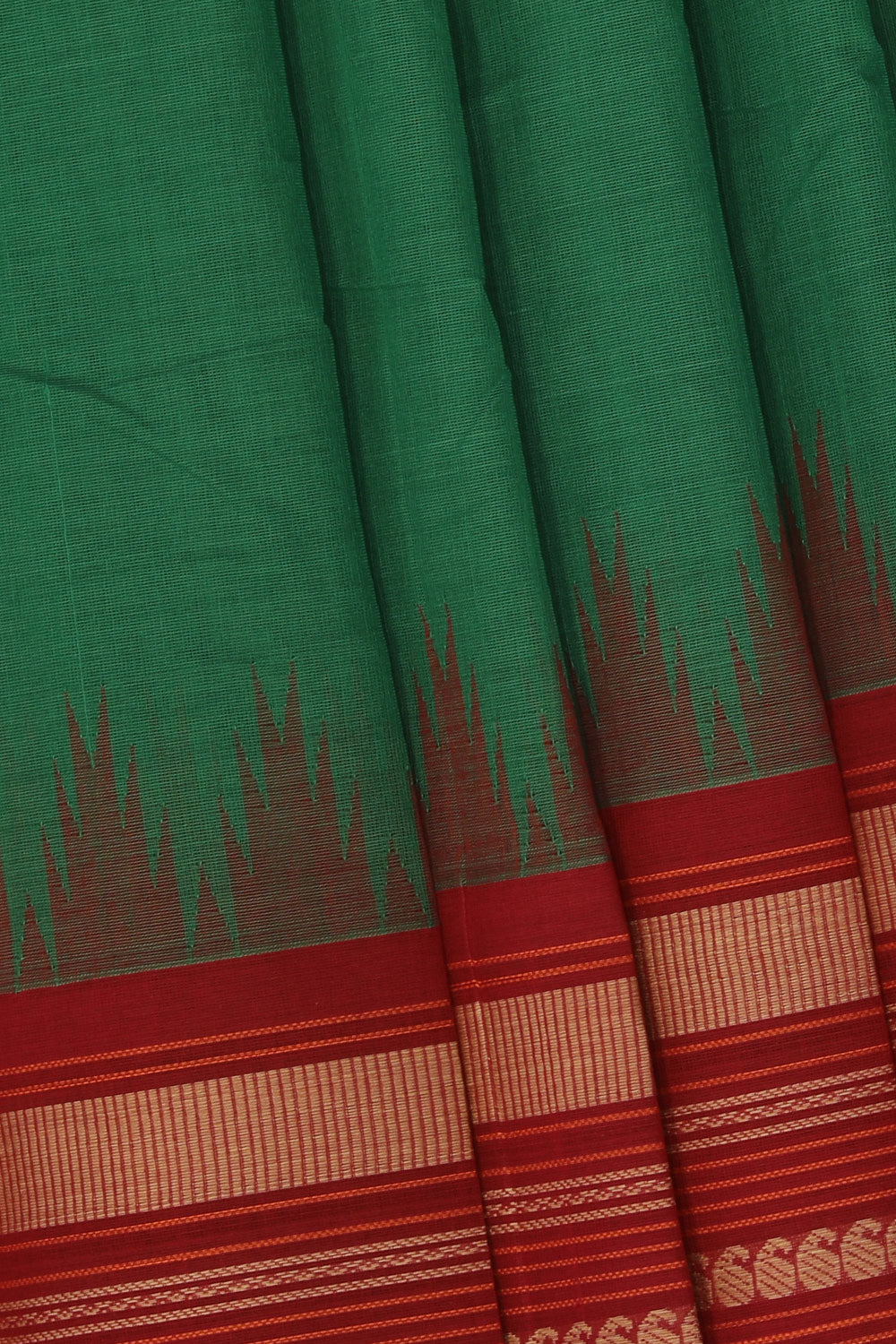Image of Kanchipuram Cotton Green Saree