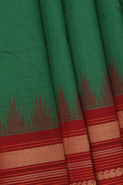 Collection of Kanchipuram Cotton Green Saree in a gallery layout