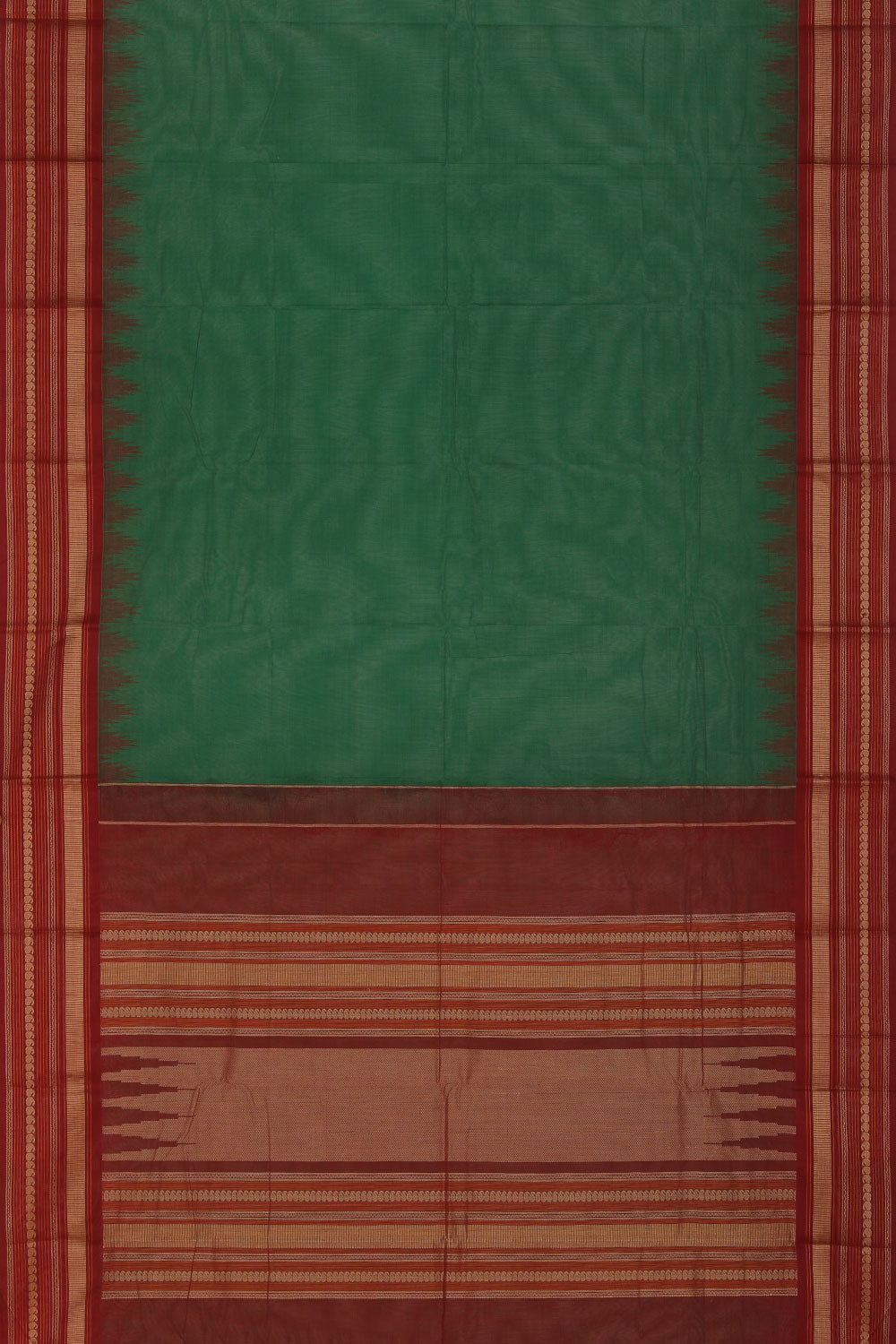 Collection of Kanchipuram Cotton Green Saree in a gallery layout