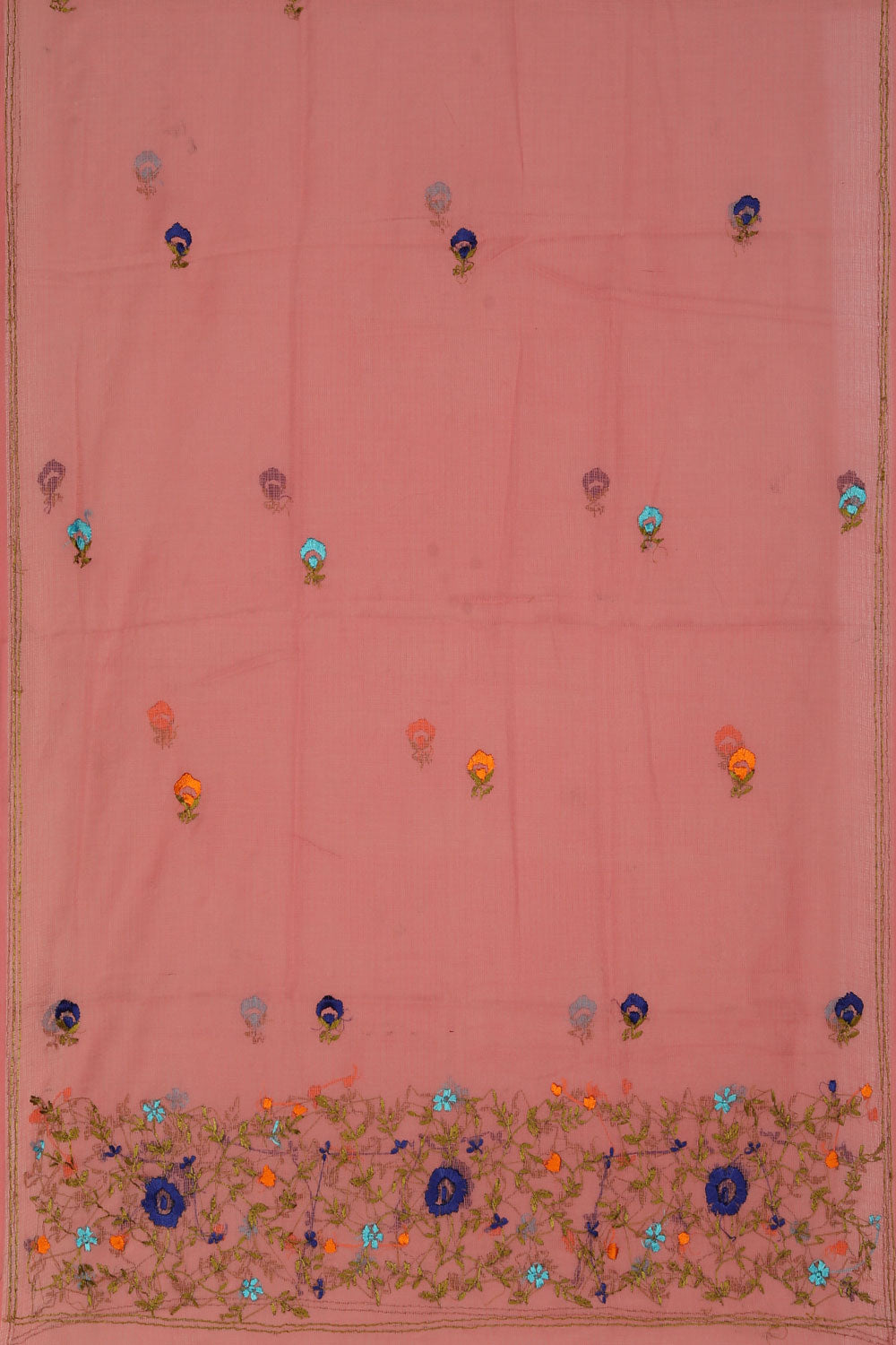 Kota Embroidered Coral-Pink Dupatta