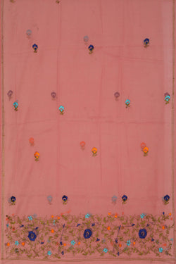 Image of Kota Embroidered Coral-Pink Dupatta