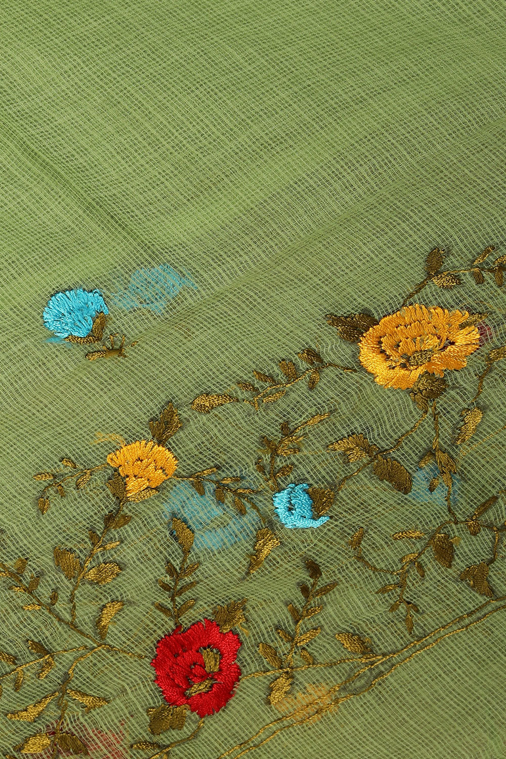 Image of Kota Embroidered Sea Green Dupatta