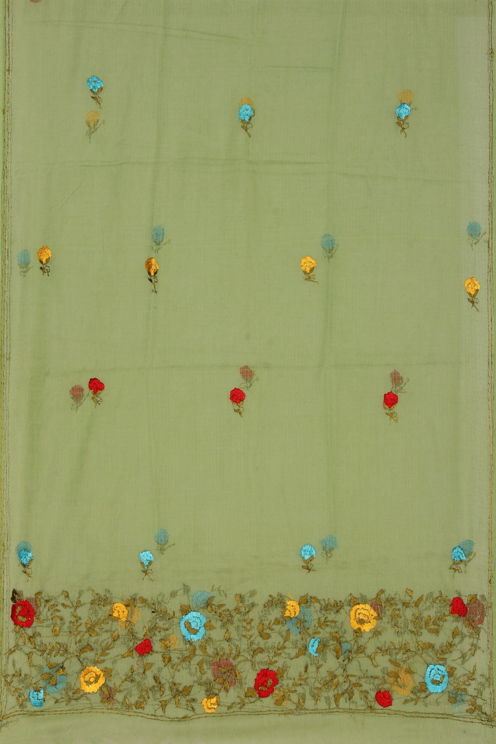 Image of Kota Embroidered Sea Green Dupatta