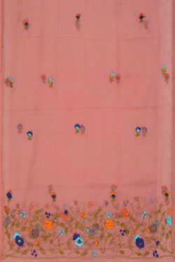 Image of Kota Embroidered Coral-Pink Dupatta