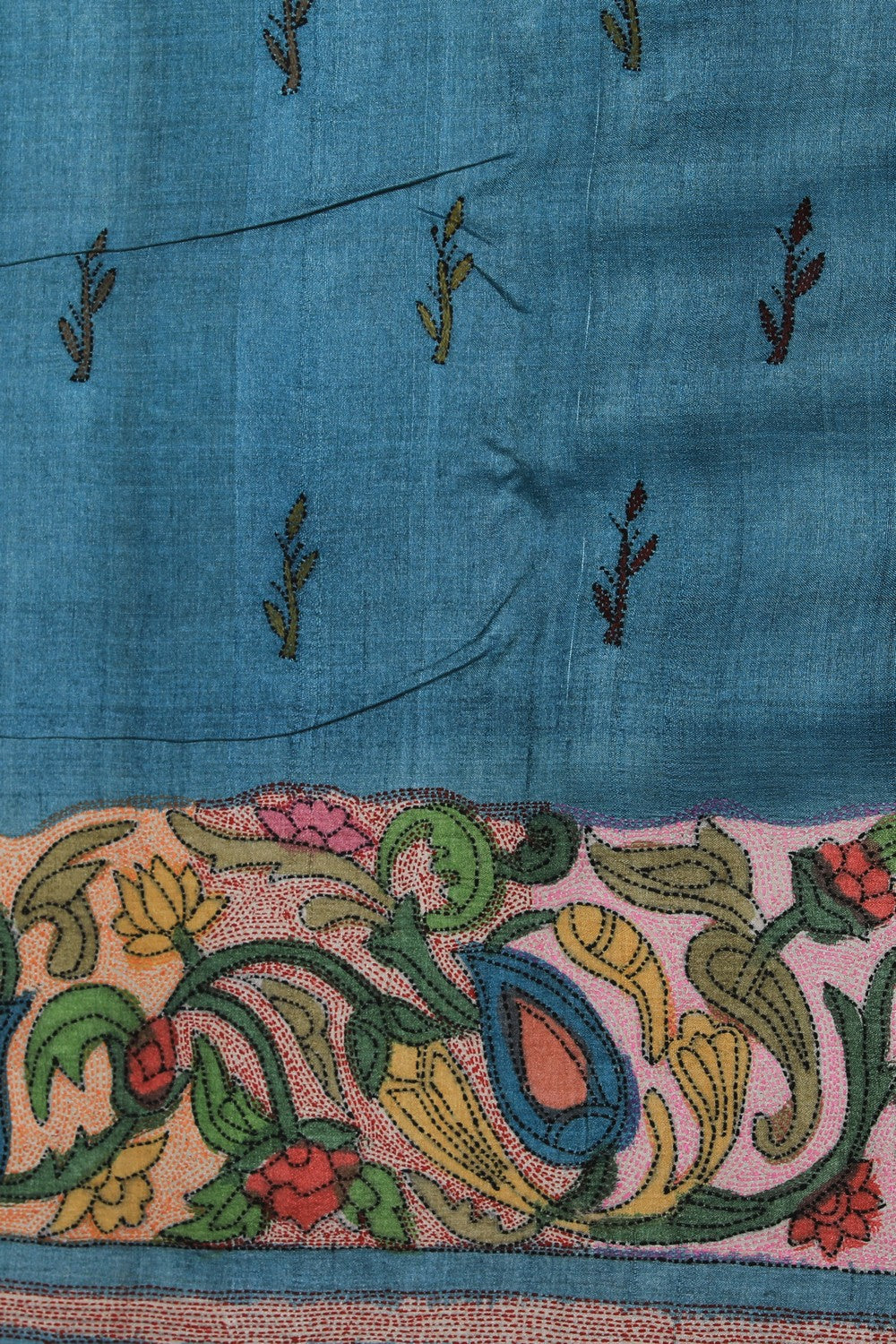 Collection of Tussar Silk Kantha Stitch Saree in a gallery layout