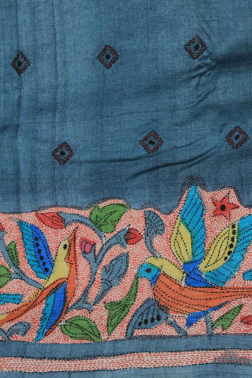 Collection of Tussar Silk Kantha Stitch Saree in a gallery layout