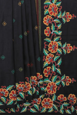 Collection of Kantha Stitch Black Saree in a gallery layout