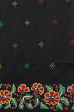 Collection of Kantha Stitch Black Saree in a gallery layout