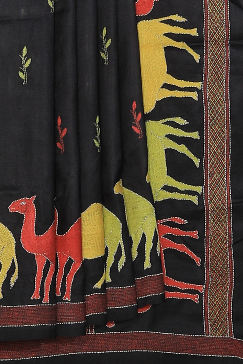 Collection of Kantha Stitch Black Saree in a gallery layout