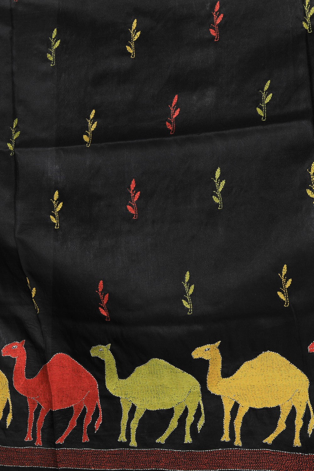 Collection of Kantha Stitch Black Saree in a gallery layout