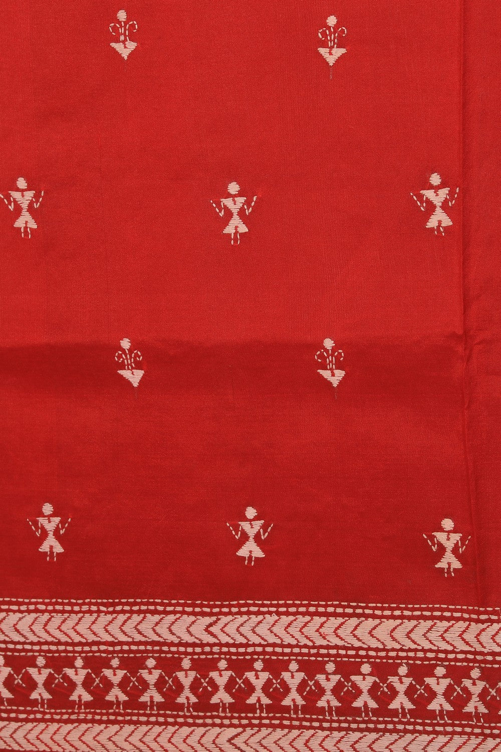 Collection of Kantha Stitch Red Saree in a gallery layout