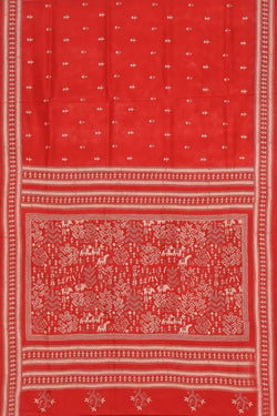 Collection of Kantha Stitch Red Saree in a gallery layout