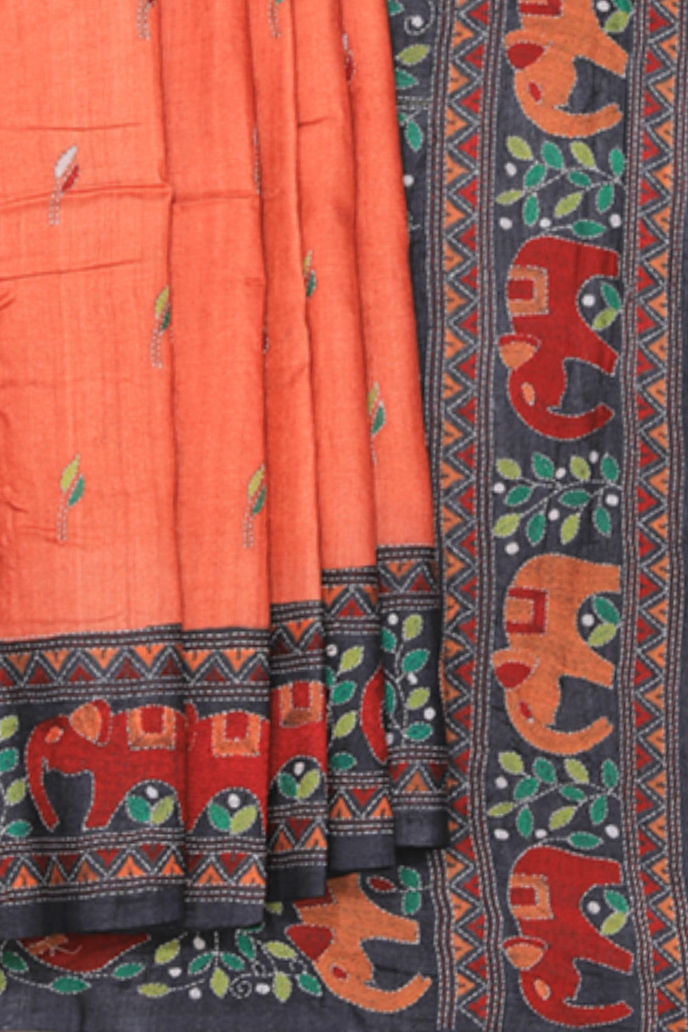 Collection of Tussar Silk Kantha Stitch Saree in a gallery layout