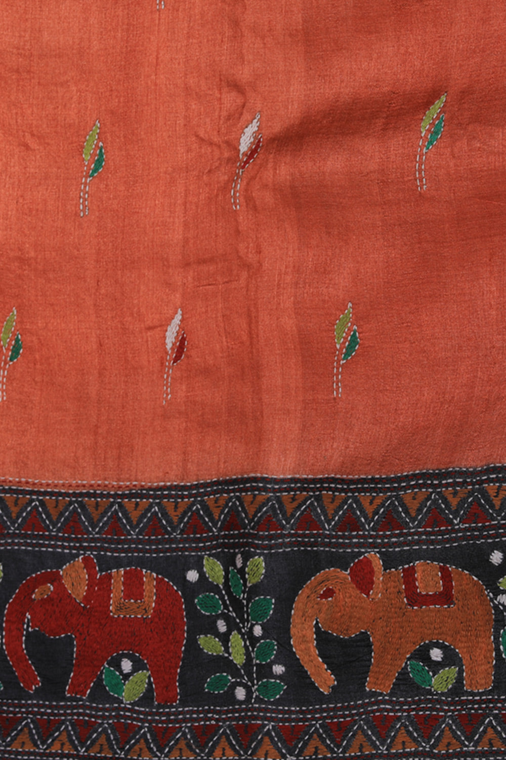 Collection of Tussar Silk Kantha Stitch Saree in a gallery layout