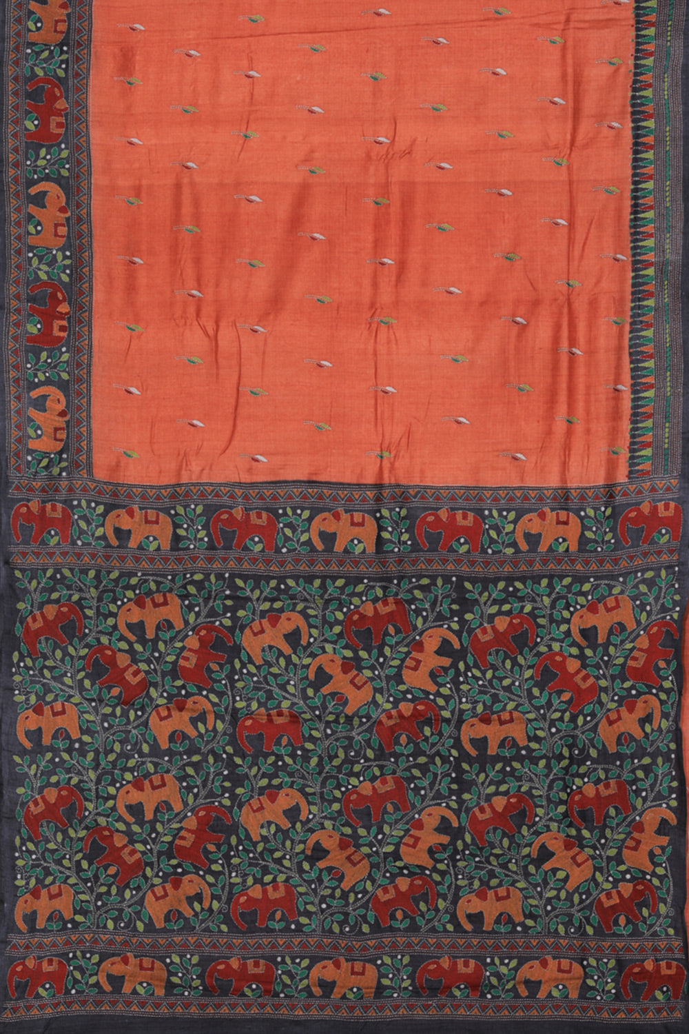 Collection of Tussar Silk Kantha Stitch Saree in a gallery layout