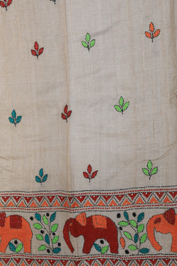 Collection of Tussar Silk Kantha Stitch Saree in a gallery layout