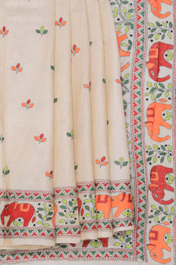 Collection of Tussar Silk Kantha Stitch Saree in a gallery layout