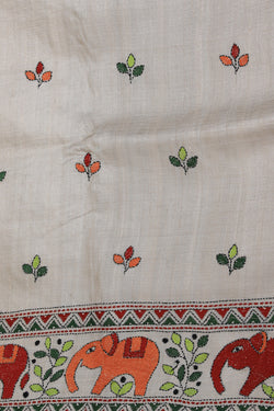 Collection of Tussar Silk Kantha Stitch Saree in a gallery layout