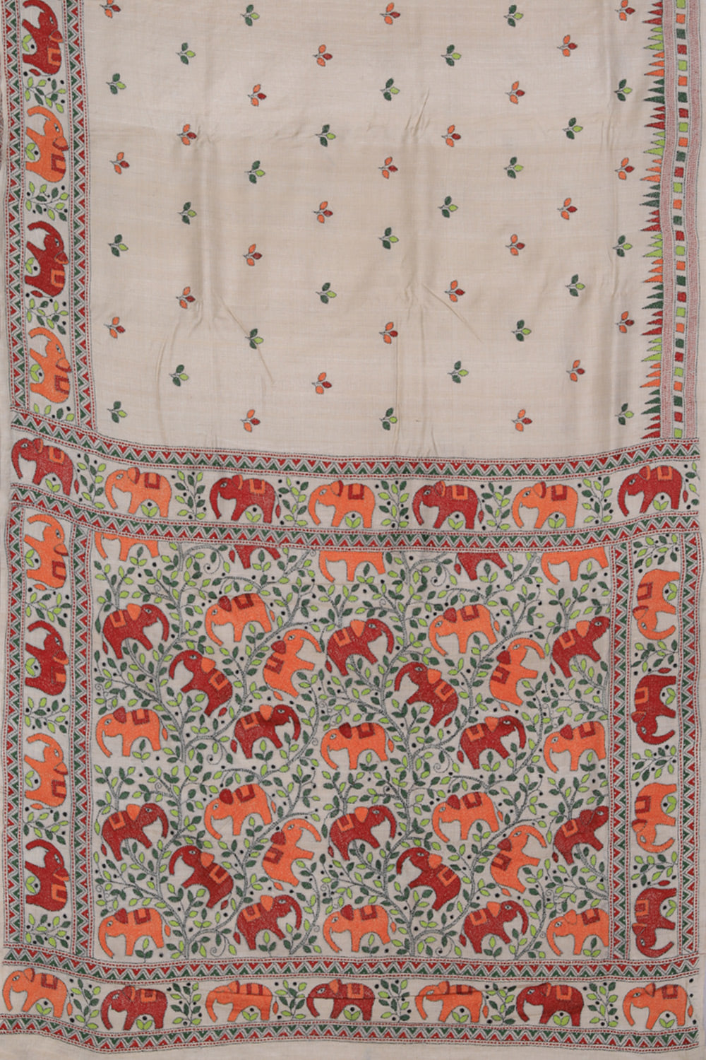 Collection of Tussar Silk Kantha Stitch Saree in a gallery layout