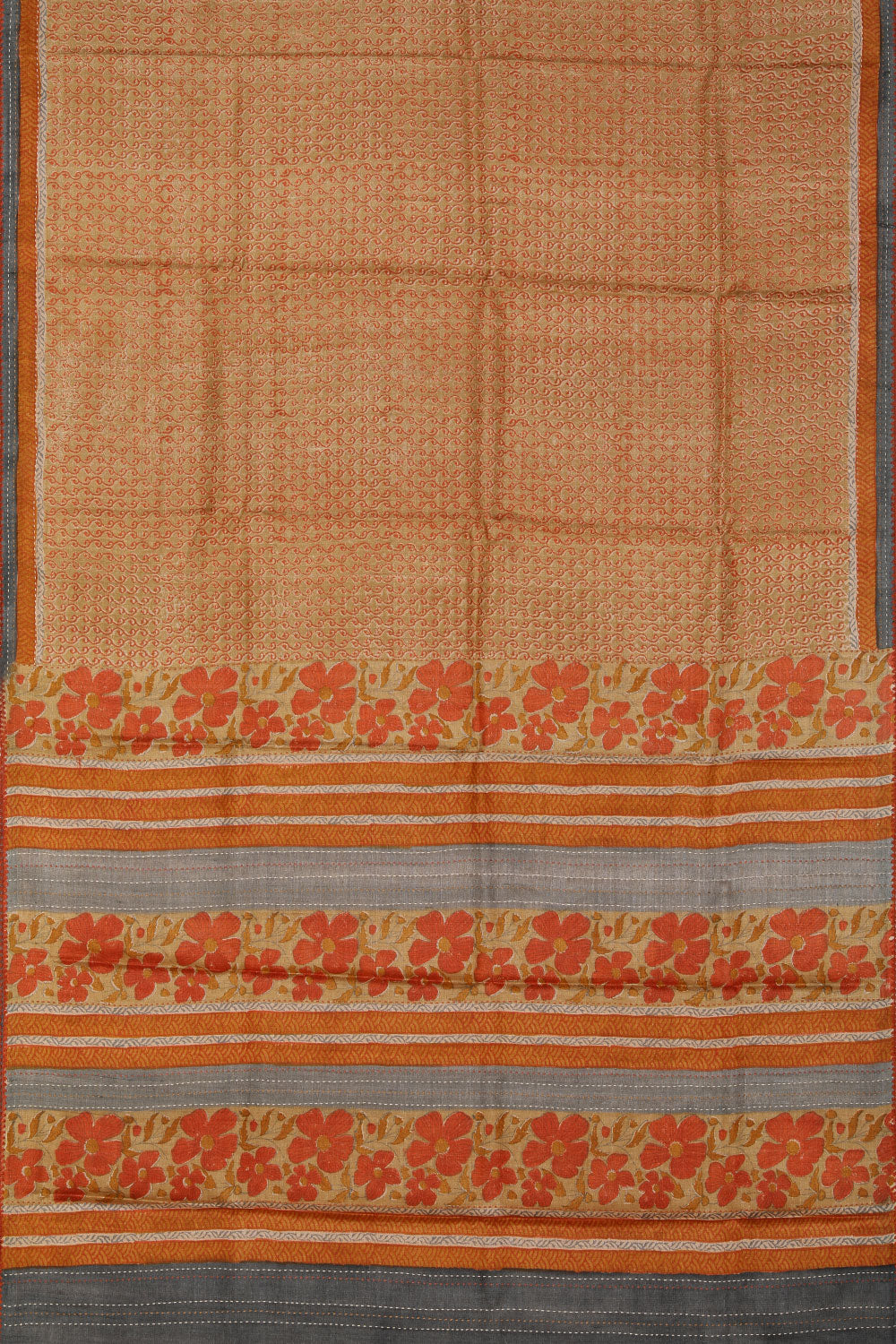 Very Classy Printed-Kantha Embroidered Saree