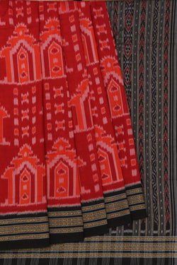 Collection of Sambalpuri Cotton Red Saree in a gallery layout