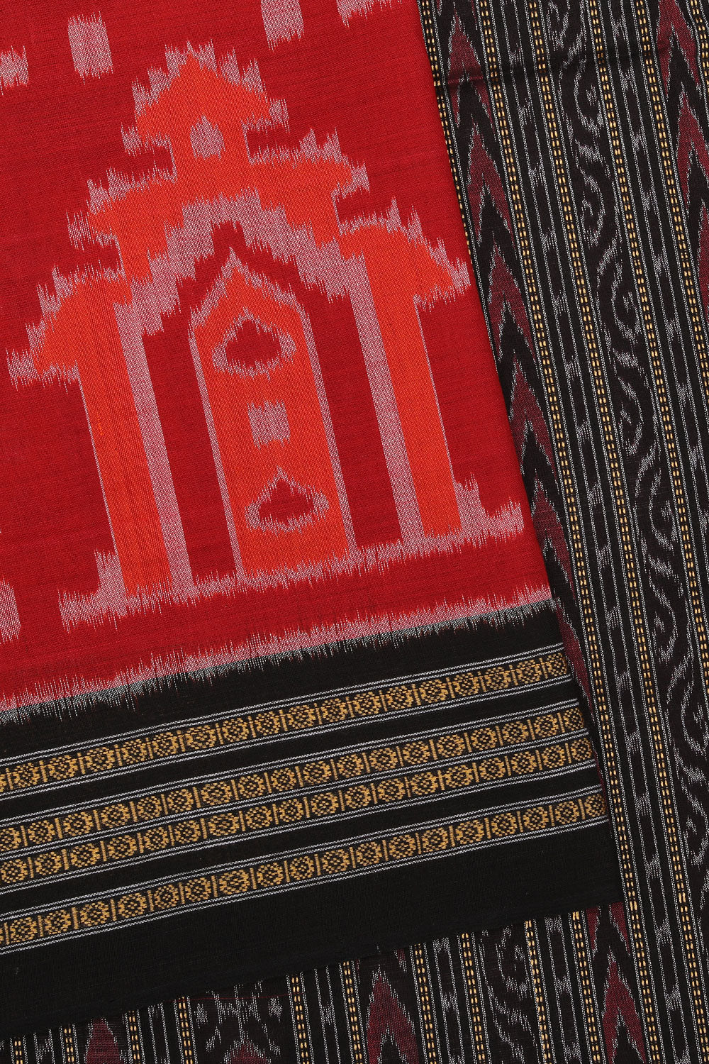 Collection of Sambalpuri Cotton Red Saree in a gallery layout