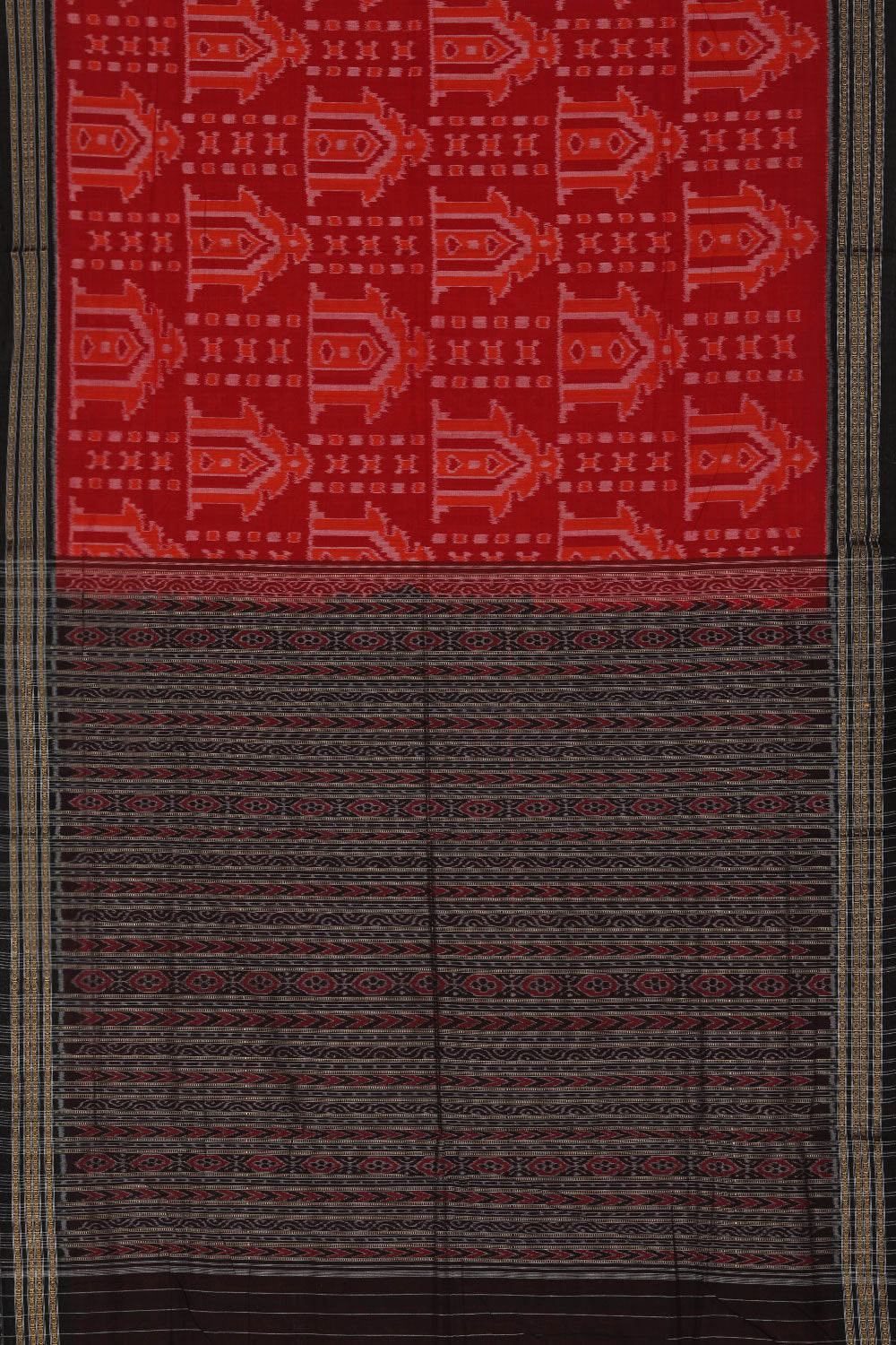 Collection of Sambalpuri Cotton Red Saree in a gallery layout