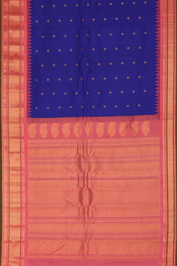 Image of Gadwal Silk Indigo Blue Saree