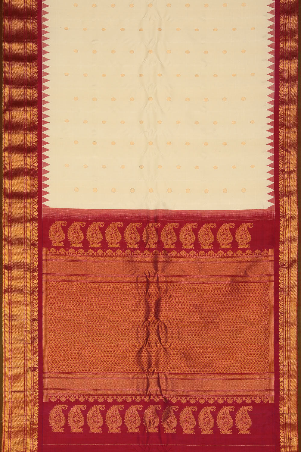 Gadwal Silk Ivory Off-White Saree