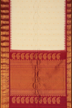 Image of Gadwal Silk Ivory Off-White Saree