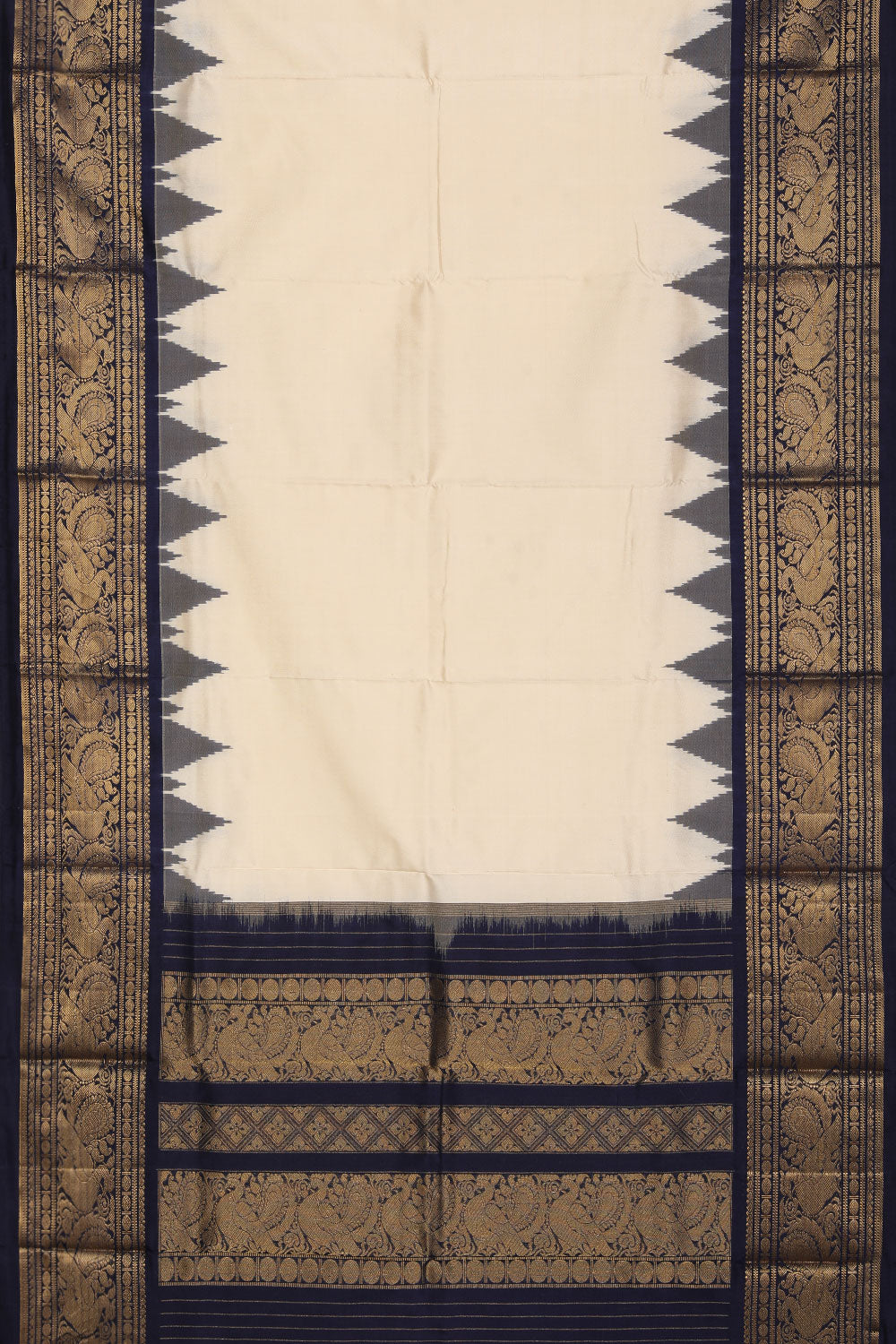 Pochampally Ikat Silk Ivory Cream Dupatta