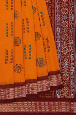 Collection of Sambalpuri Cotton Orange Saree in a gallery layout