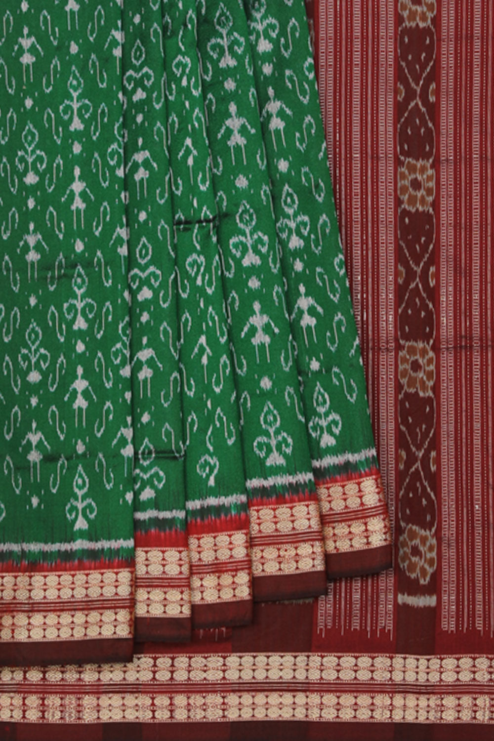 Collection of Sambalpuri Silk Green Saree in a gallery layout