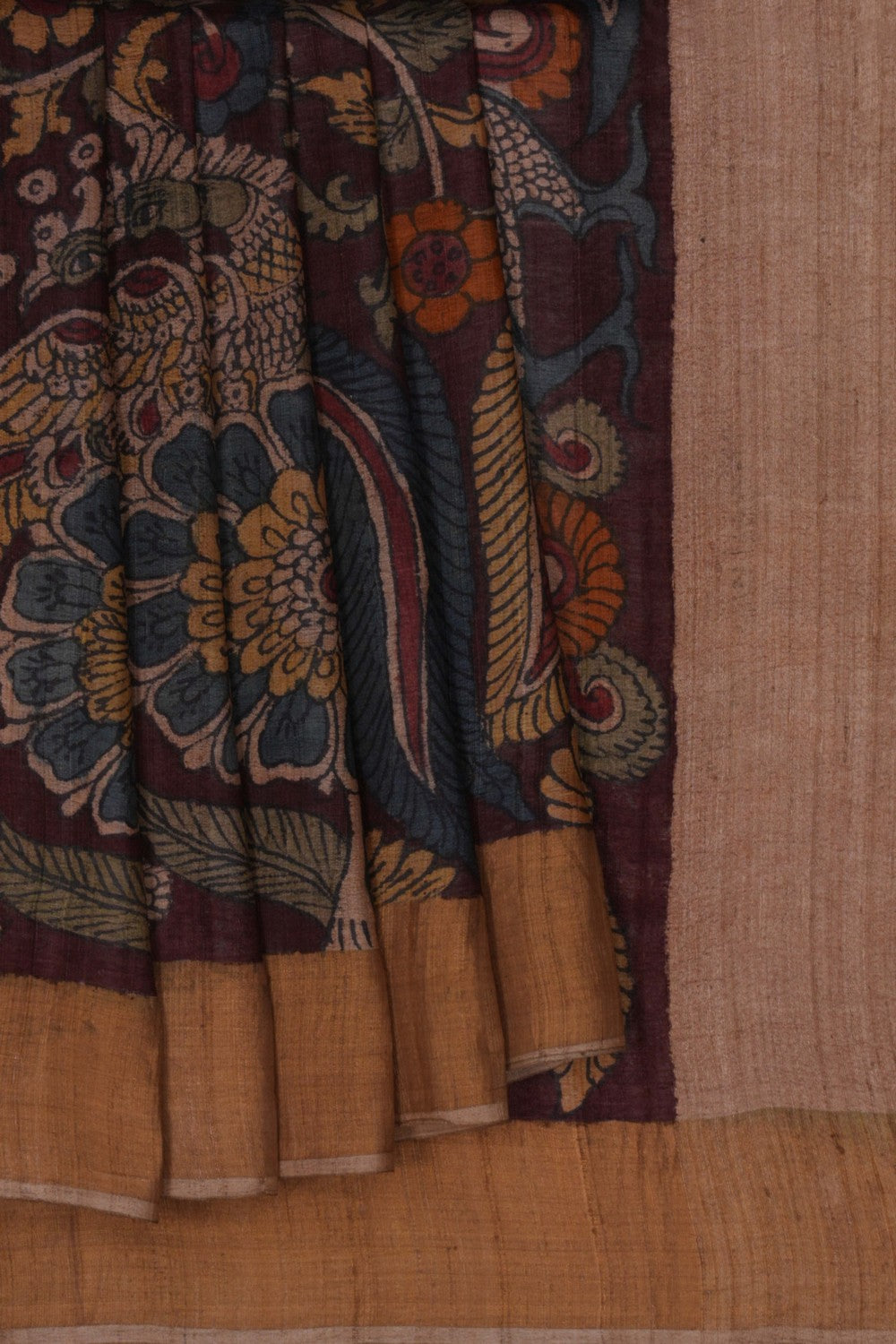 Image of Kalamkari Hand-Painted Saree