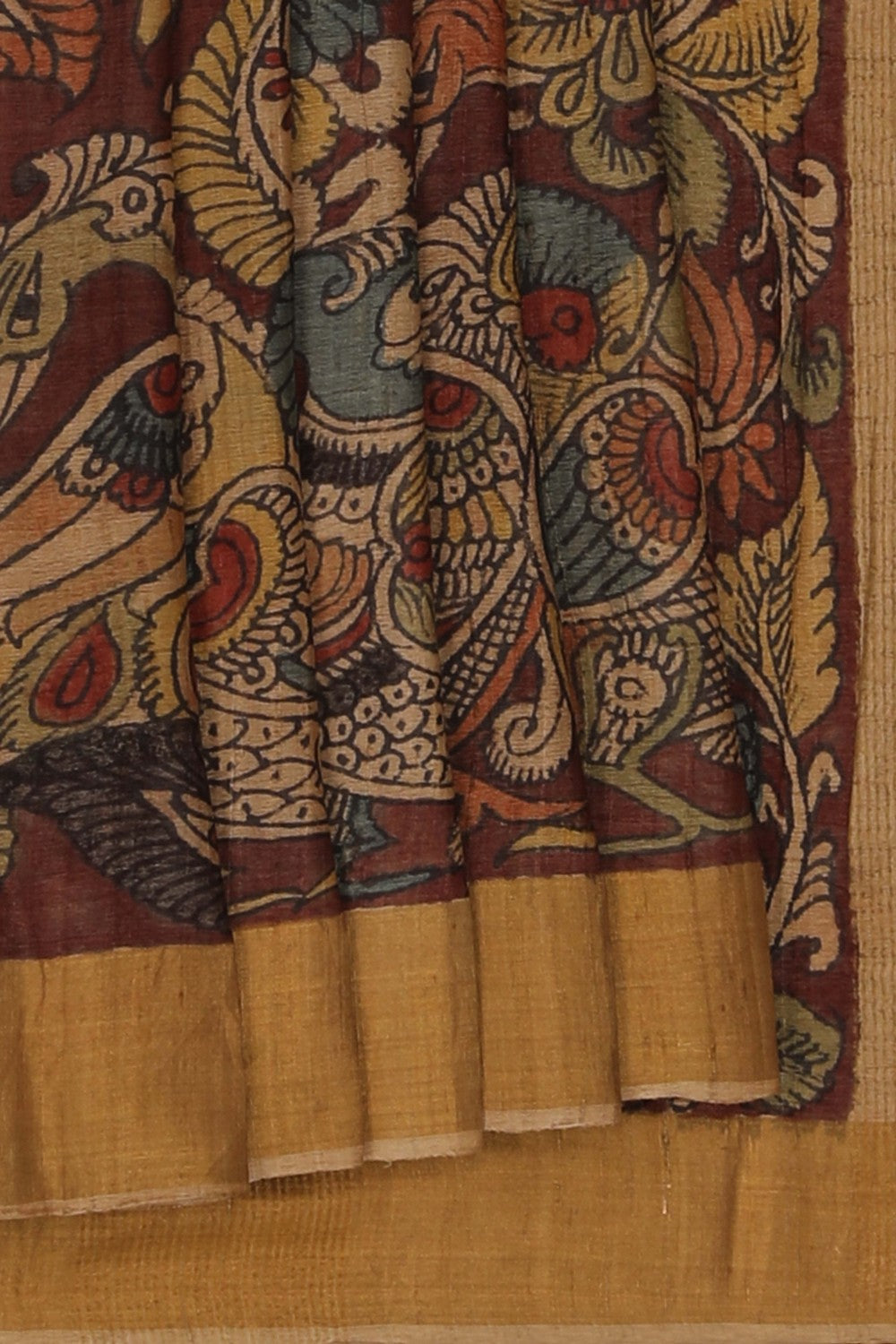 Image of Kalamkari Hand-Painted Saree