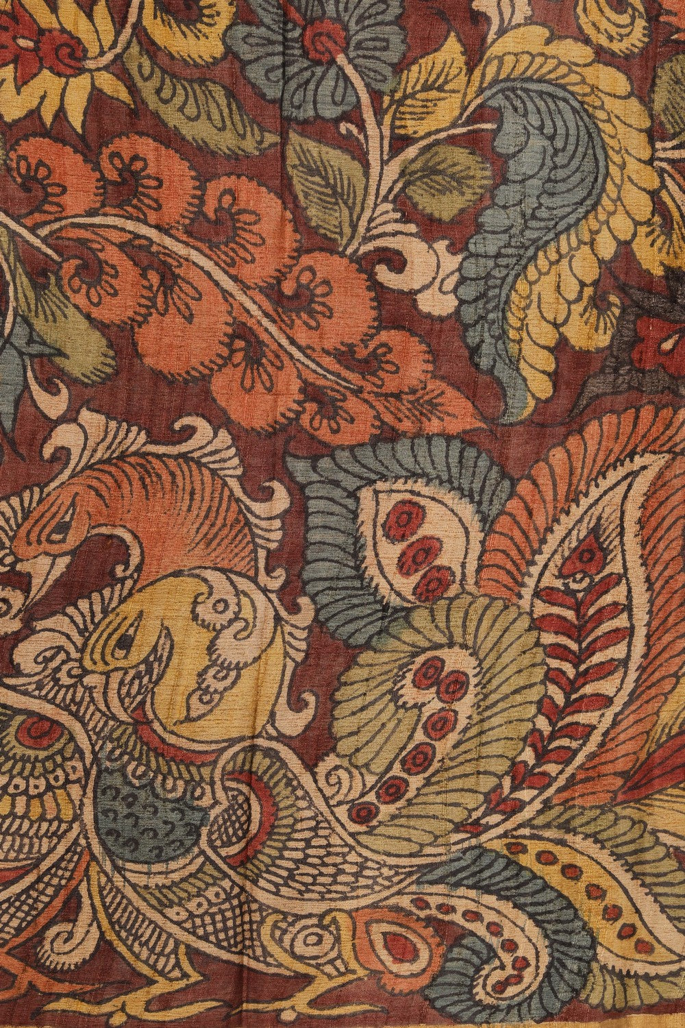 Image of Kalamkari Hand-Painted Saree