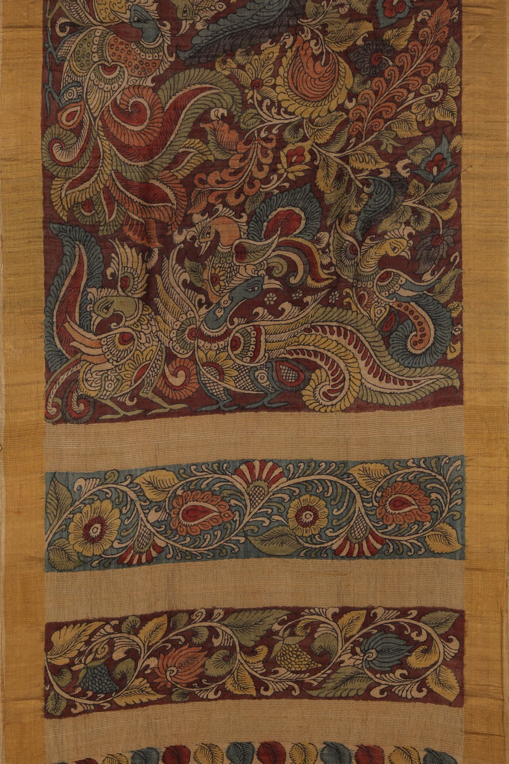 Image of Kalamkari Hand-Painted Saree