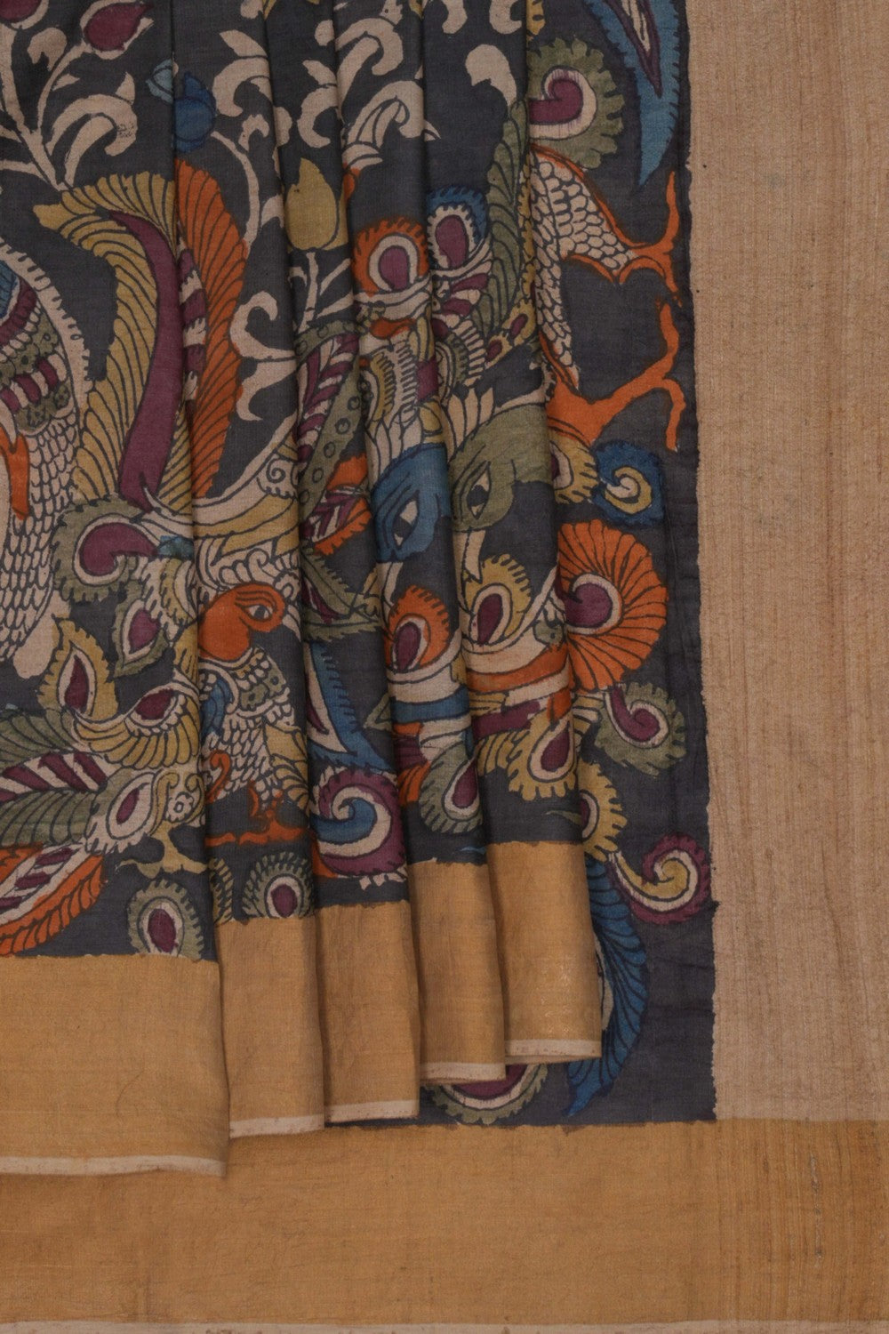 Image of Kalamkari Hand-Painted Saree