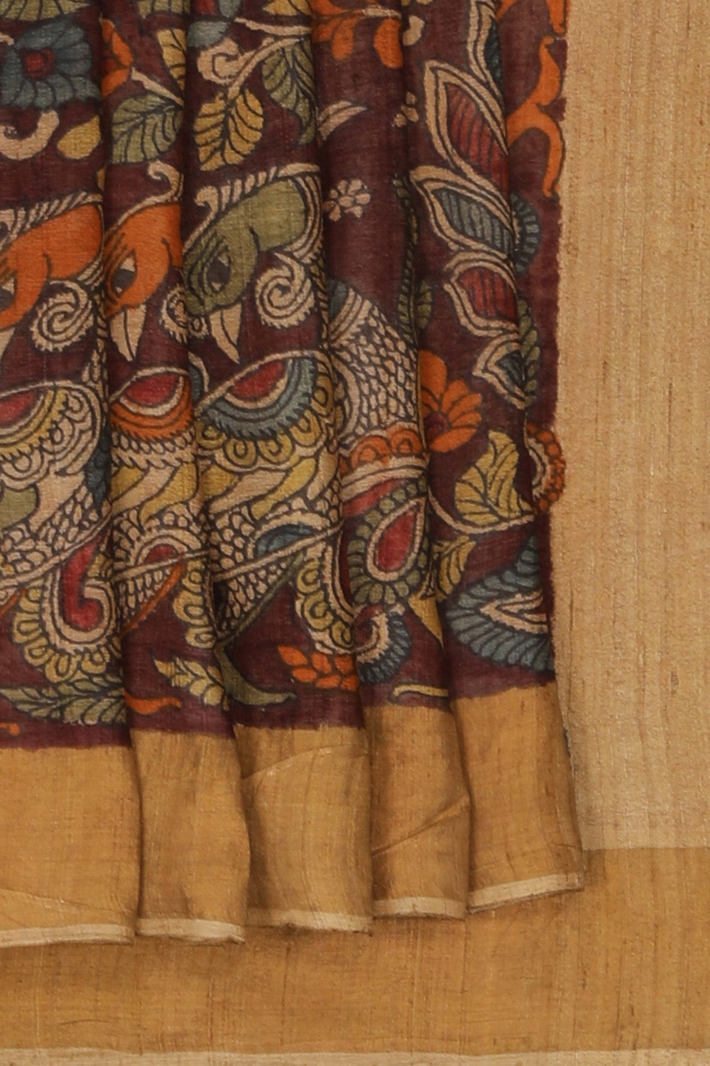 Image of Kalamkari Hand-Painted Saree