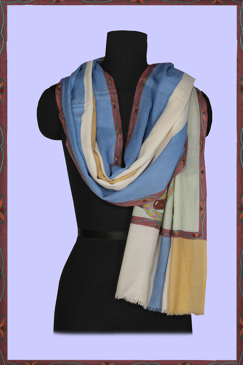 Image of Kashmiri Hand Embroidered Pure Pashmina Stole