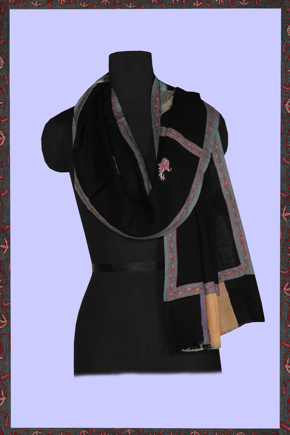 Image of Kashmiri Hand Embroidered Pure Pashmina Shawl