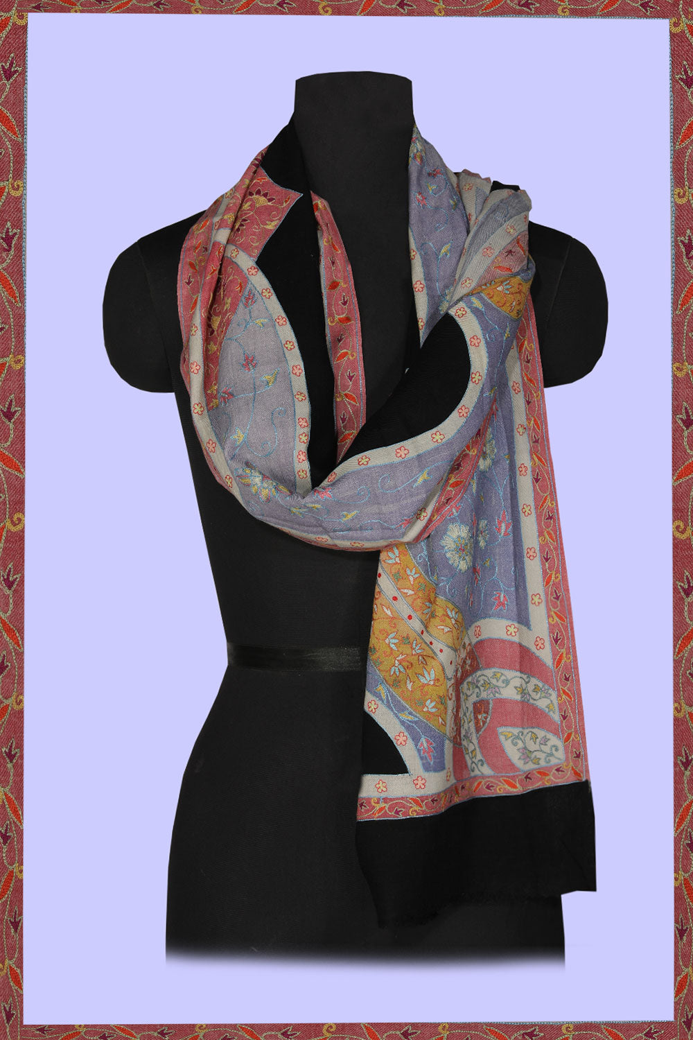 Image of Kashmiri Hand Embroidered Pure Pashmina Stole