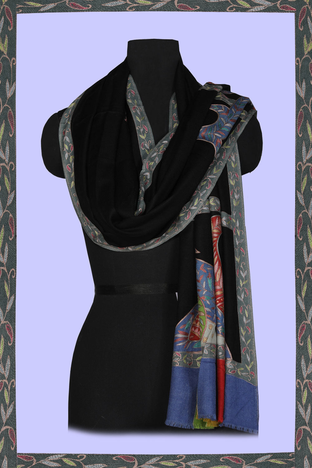 Image of Kashmiri Hand Embroidered Pure Pashmina Shawl